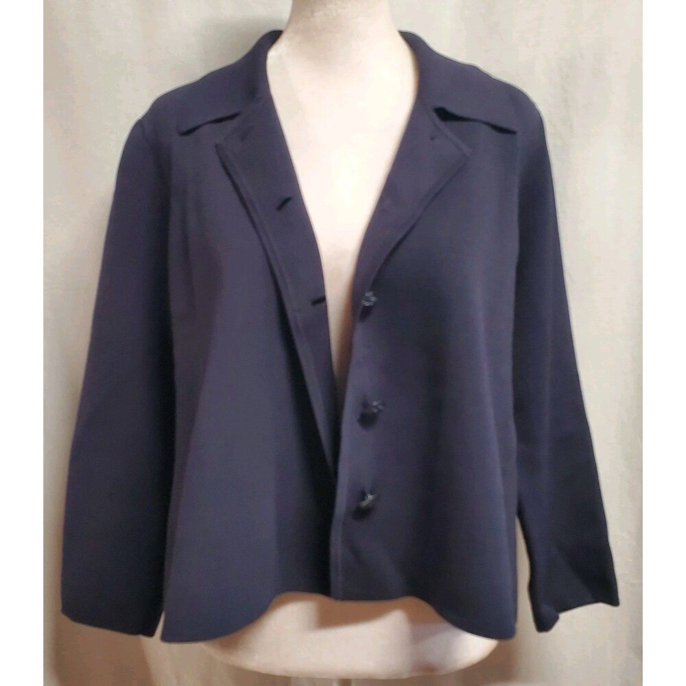 Carlisle Collection Blue Viscose Button Cardigan Blazer Jacket M